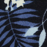 Blue Tropical-Leaf Milk Silk Knit, Polyester — texture