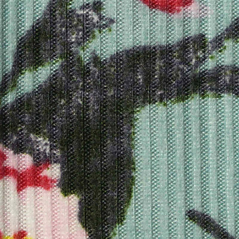 Pink Flowers Rib Knit, Polyester, 165 gsm, ref EF-234512