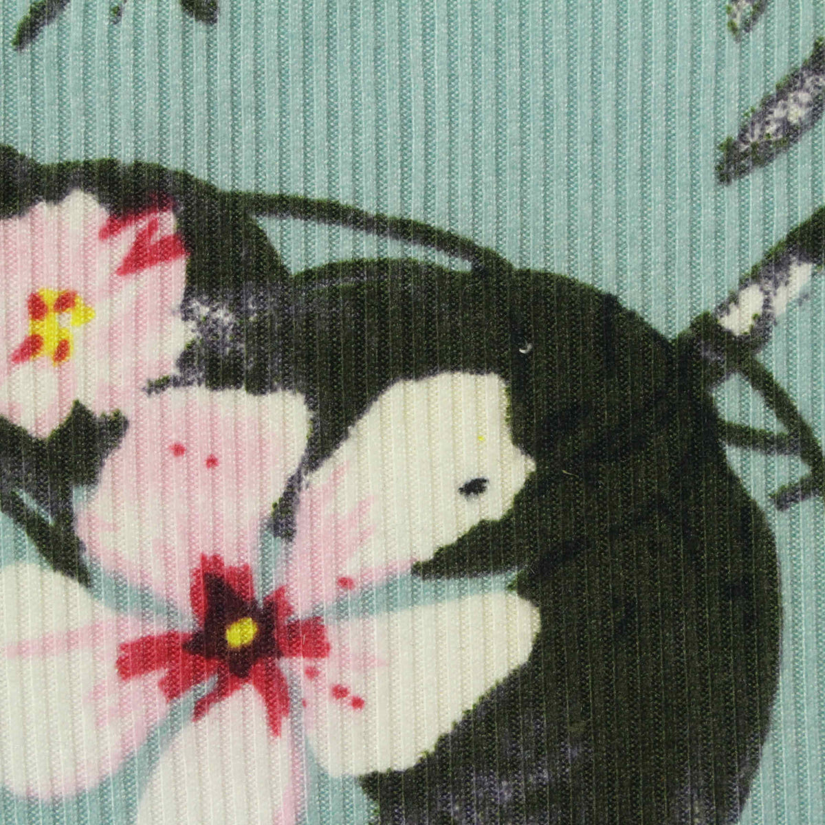 Pink Flowers Rib Knit, Polyester, 165 gsm, ref EF-234513