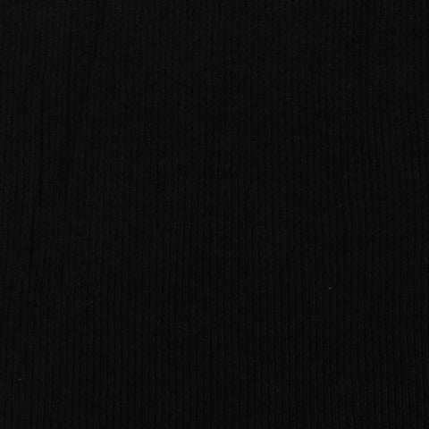 Cotton Modal Rib Knit Fabric, 355 gsm, 124 cm — Black