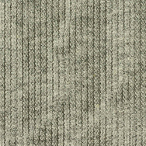 Heather Grey Marl Rib Knit, Poly-Cotton, 349 gsm