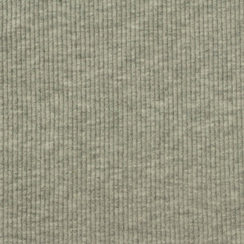 Heather Grey Marl Rib Knit, Poly-Cotton, 349 gsm