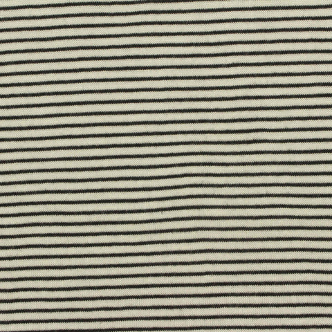 Black Horizontal-Stripe Jersey Knit, Viscose-Poly, 180 gsm