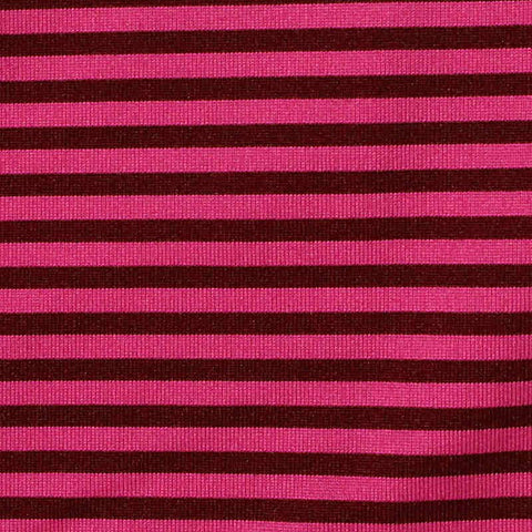 Striped Polyester Stretch Jersey Knit Fabric, 140 gsm, 157 cm — Pink