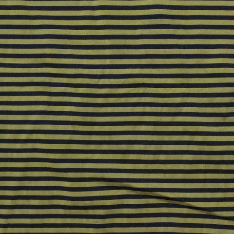 Striped Polyester Stretch Jersey Knit Fabric, 140 gsm, 157 cm — Khaki