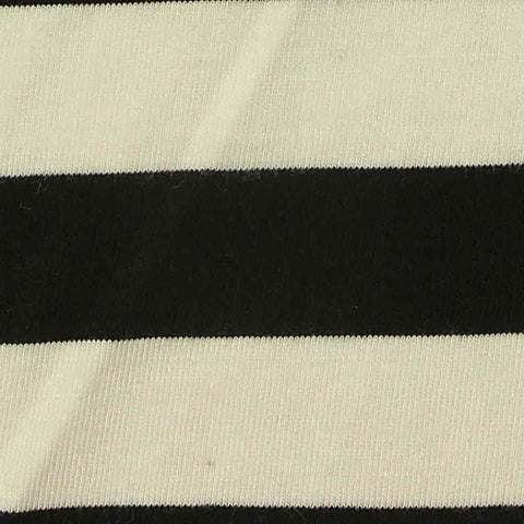 Black Horizontal-Stripe Jersey Knit, Viscose, 181 gsm