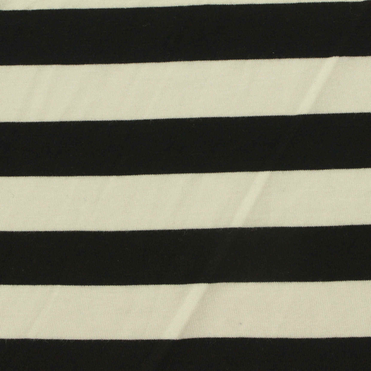 Black Horizontal-Stripe Jersey Knit, Viscose, 181 gsm