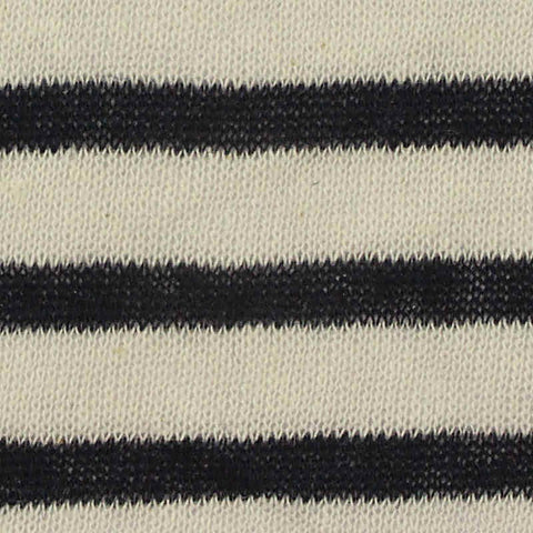 Black Horizontal-Stripe Chunky Knit, Cotton-Linen