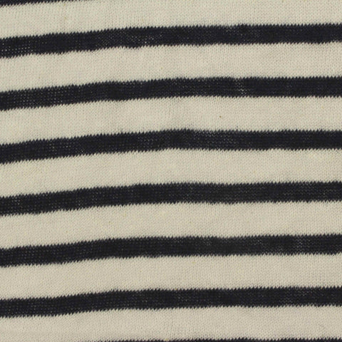 Black Horizontal-Stripe Chunky Knit, Cotton-Linen