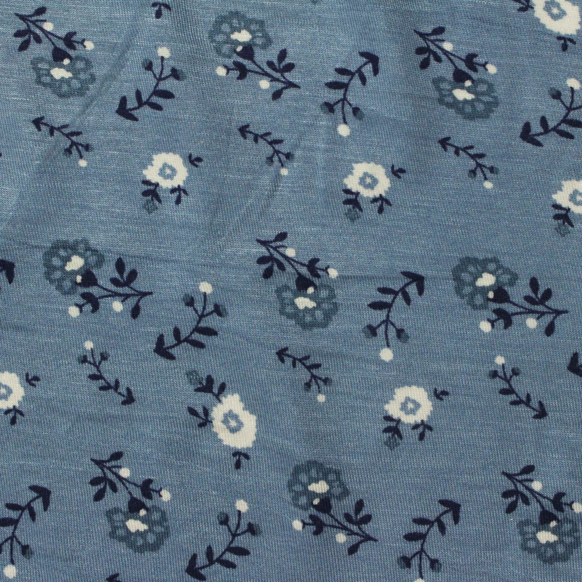 White Floral Jersey Knit, Modal, 132 gsm