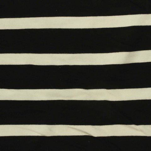 Black Horizontal-Stripe Ponte Knit, Viscose-Nylon, 320 gsm, 160 cm