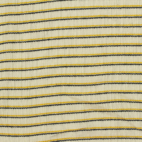 Yellow Horizontal-Stripe Crepe, Cotton-Poly, 151 gsm