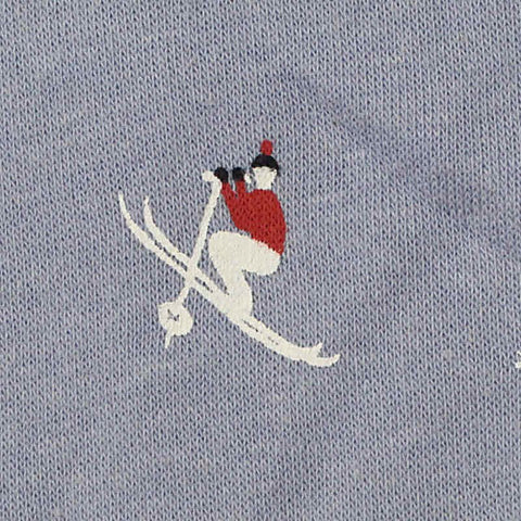 Printed Brushed Cotton Polyester French Terry Fabric, 265 gsm — Blue