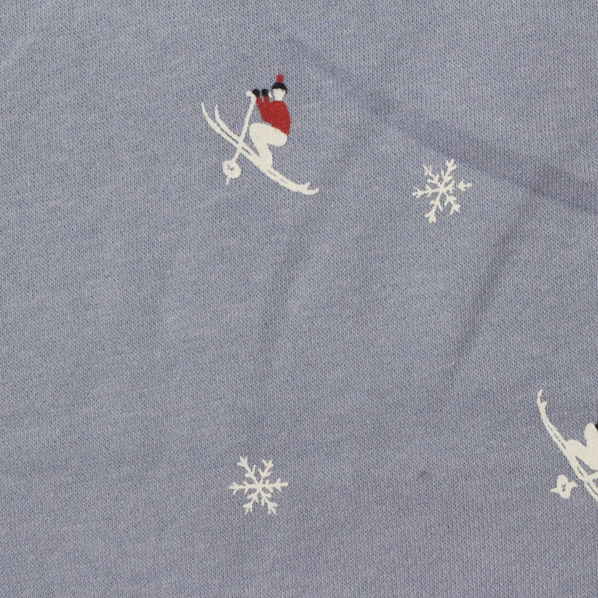 Printed Brushed Cotton Polyester French Terry Fabric, 265 gsm — Blue
