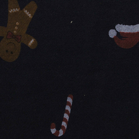 Printed Brushed Cotton Polyester French Terry Fabric, 280 gsm — Black
