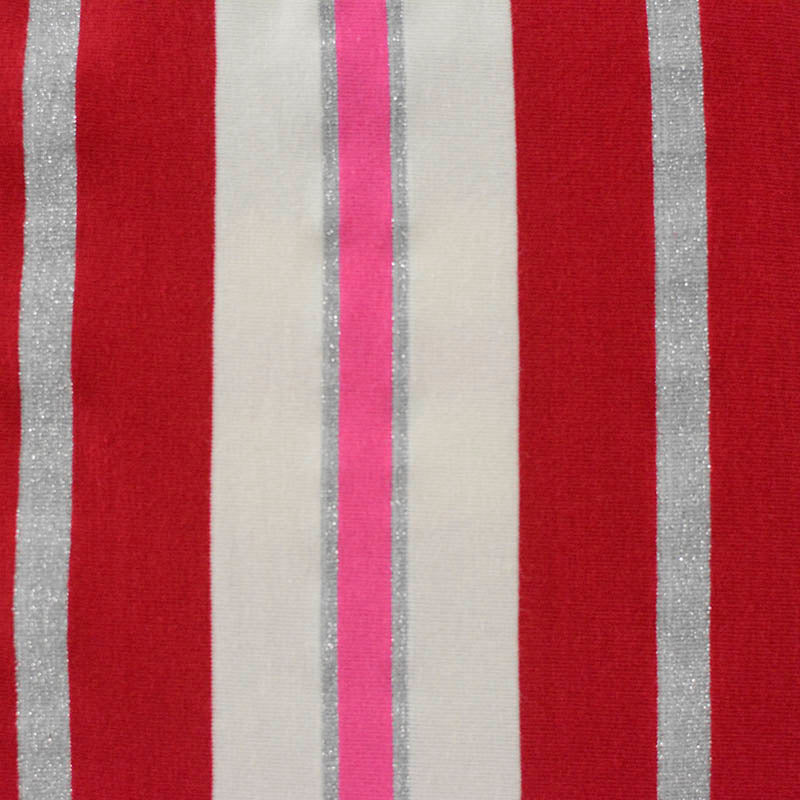 Red Glitter-Stripe Jersey Knit, Cotton