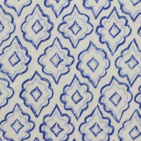 Blue Geometric Jersey Knit, Polyester, 165 gsm