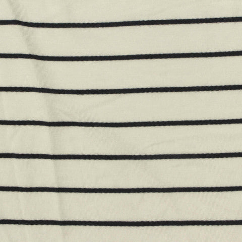 Black Horizontal-Stripe Jersey Knit, Viscose, 200 gsm, 160 cm