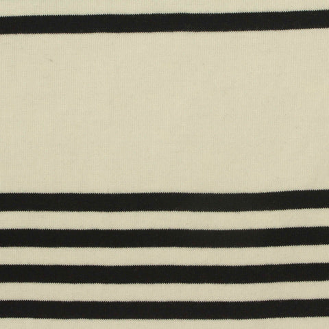 Black Horizontal-Stripe Jersey Knit, Cotton, 227 gsm