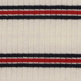 Cream Horizontal-Stripe Rib Knit, Viscose — texture