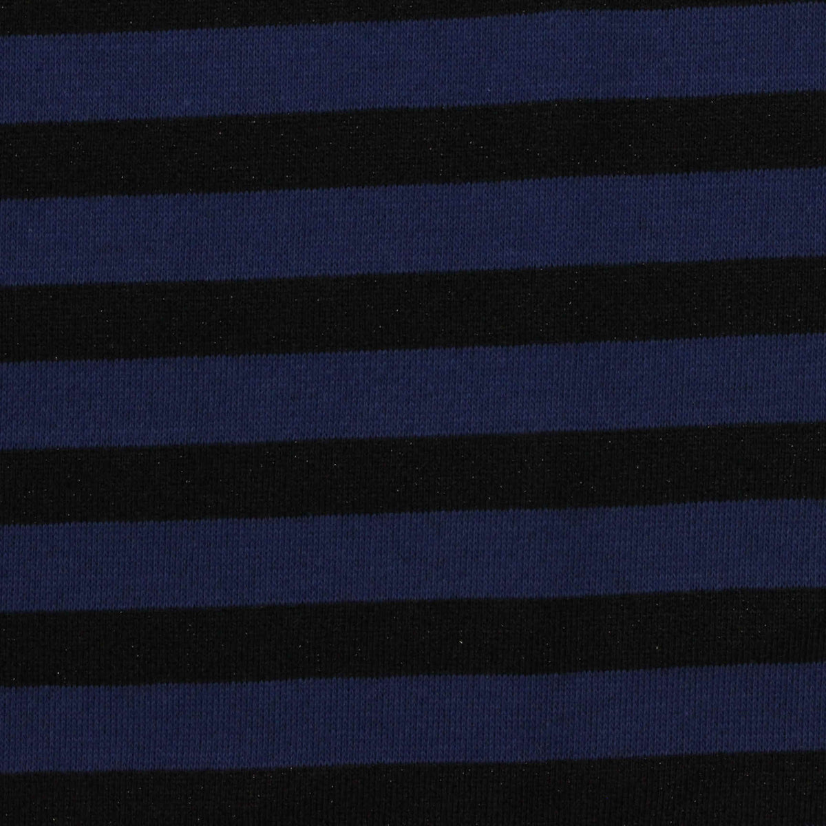Navy Horizontal-Stripe French Terry, Poly-Cotton, 264 gsm