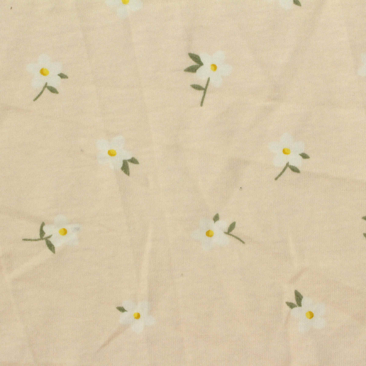 White Daisies Jersey Knit, Cotton-Poly, 145 gsm
