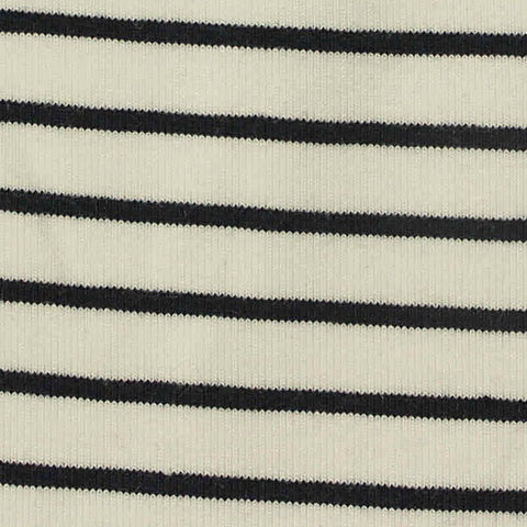 Black Horizontal-Stripe Jersey Knit, Cotton-Viscose