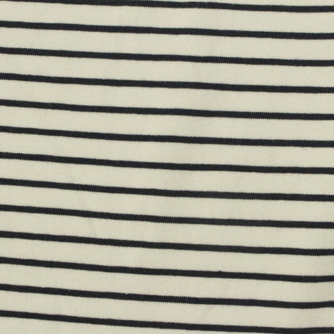 Black Horizontal-Stripe Jersey Knit, Cotton-Viscose