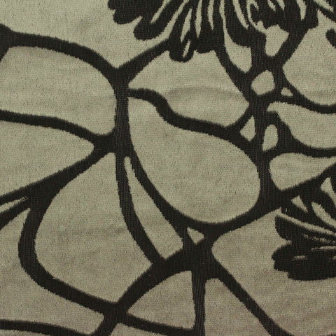 Khaki Abstract-Floral Velvet, Poly-Nylon