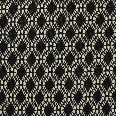 Black Openwork-Diamond Linen-Look, Polyester