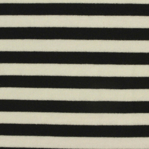 Black Horizontal-Stripe Chunky Knit, Poly-Viscose, 210 gsm