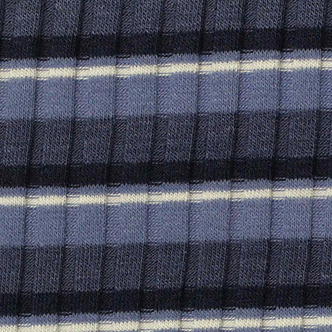 Dark Blue Horizontal-Stripe Rib Knit, Viscose-Poly, 179 gsm