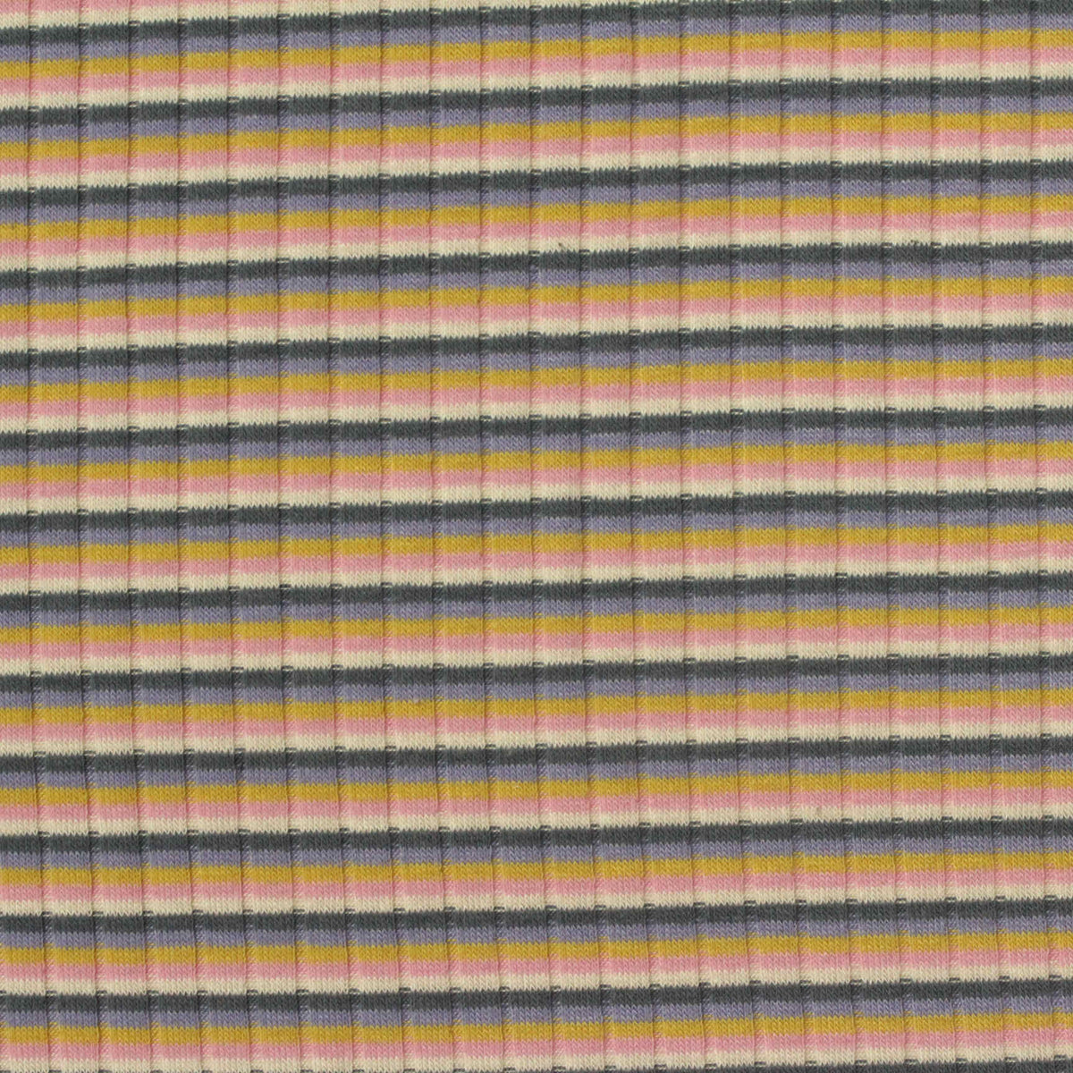 Pink Horizontal-Stripe Rib Knit, Poly-Cotton, 205 gsm