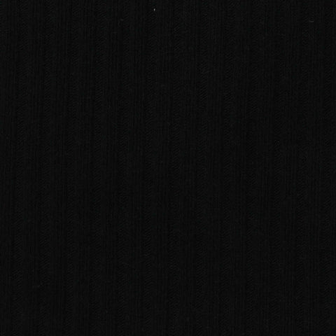 Cotton Stretch Rib Knit Fabric, 200 gsm, 155 cm — Black