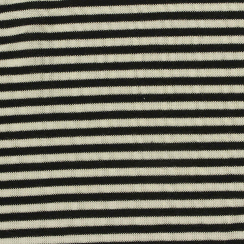 Black Horizontal-Stripe Knit, Poly-Viscose, 200 gsm
