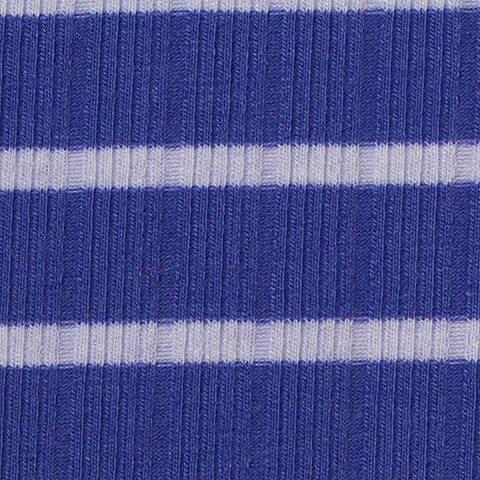 Blue Horizontal-Stripe Rib Knit, Polyester, 245 gsm