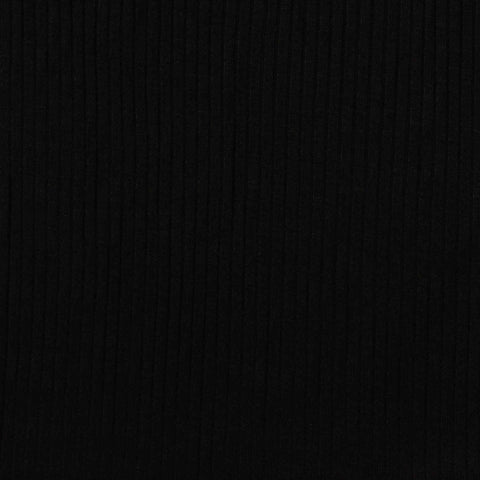 Viscose Stretch Rib Knit Fabric, 170 gsm, 165 cm — Black