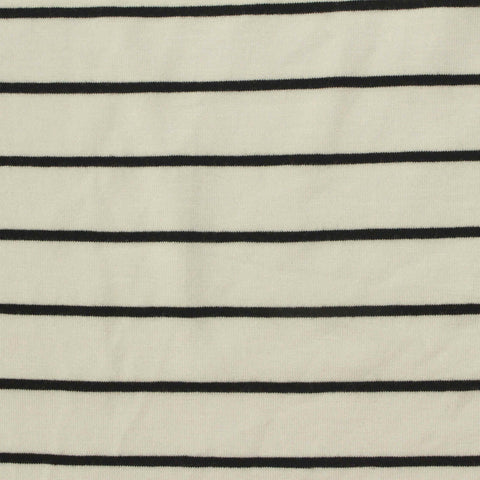 Off-White Horizontal-Stripe Jersey Knit, Viscose, 250 gsm