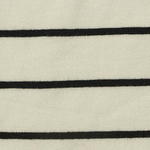 Off-White Horizontal-Stripe Jersey Knit, Viscose, 250 gsm