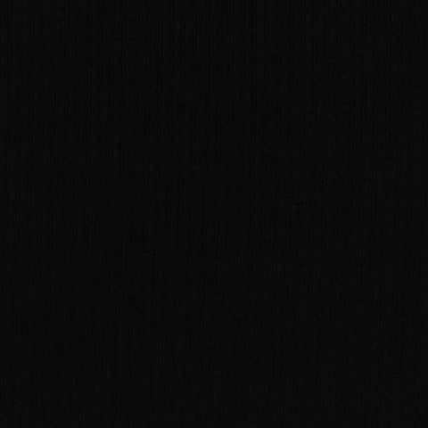 Polyester Viscose Stretch Rib Knit Fabric, 235 gsm, 147 cm — Black