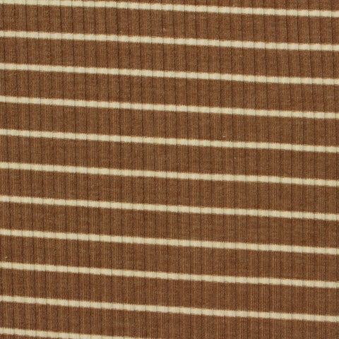 Brown Horizontal-Stripe Rib Knit, Poly-Viscose, 240 gsm, 130 cm