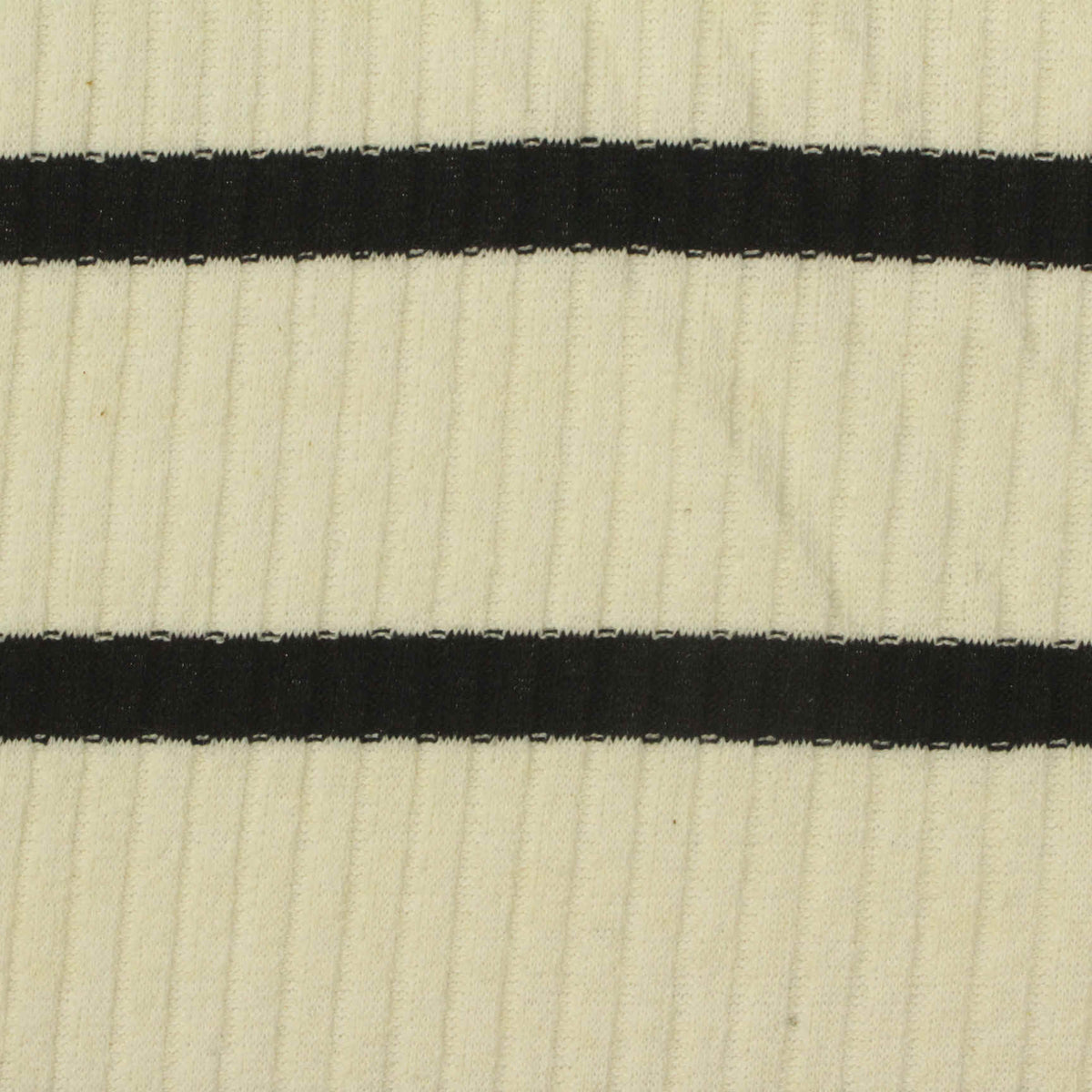 Black Horizontal-Stripe Rib Knit, Poly-Cotton, 190 gsm
