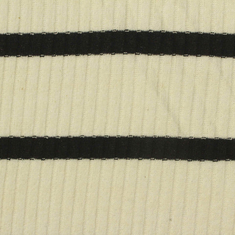 Black Horizontal-Stripe Rib Knit, Poly-Cotton, 190 gsm