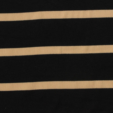 Black Horizontal-Stripe Rib Knit, Viscose-Poly, 198 gsm