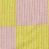 Bold Plaid Viscose Stretch Rib Knit Fabric, 210 gsm, 175 cm — Pink — texture