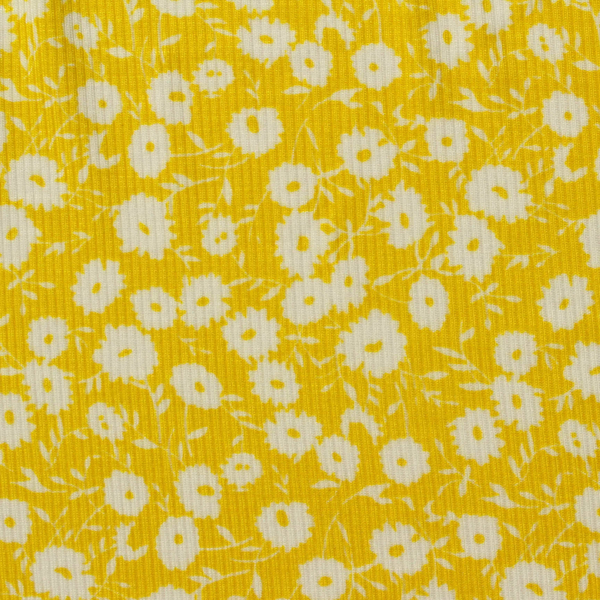 White Flowers Rib Knit, Viscose