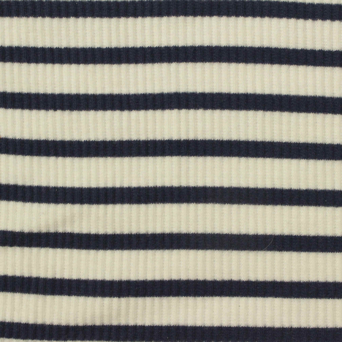 Navy Horizontal-Stripe Rib Knit, 230 gsm