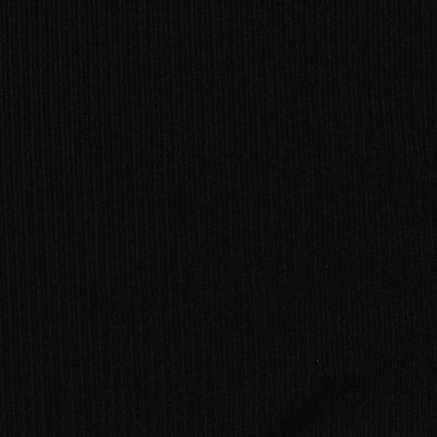 Brushed Polyester Stretch Rib Knit Fabric, 230 gsm, 175 cm — Black