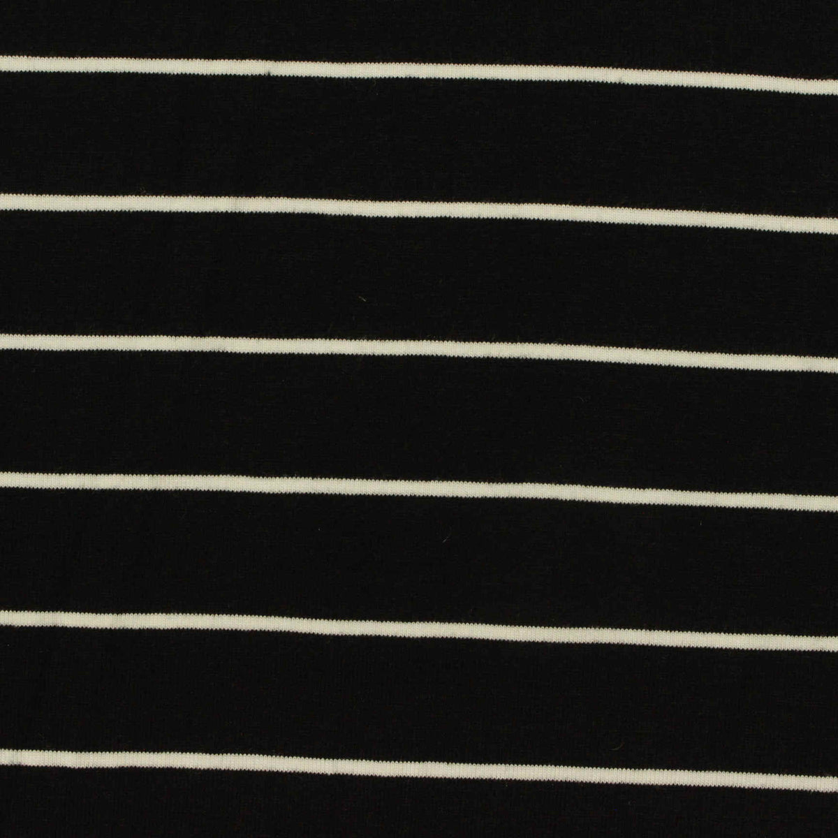 Black Horizontal-Stripe Jersey Knit, Viscose, 220 gsm, 160 cm