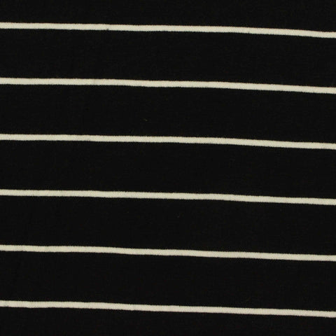Black Horizontal-Stripe Jersey Knit, Viscose, 220 gsm, 160 cm